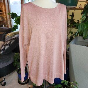 WHITE STUFF Demi Dolman Allover Sparkle Knit Top in Gorgeous Coral